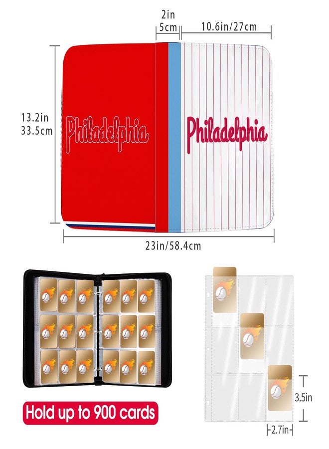 KivolFun Baseball Card Binder with Sleeves 900 Pocket, Philadelphia Baseball Trading Card Holder Baseball Collector Album Sports Trading Card 3 Ring Binder Storage Book Folder Case - Image 3